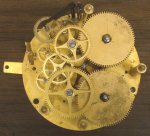 Japy clock assembled with gears visible