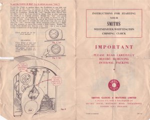 Instructions for Smiths K6A Pendulum Clock