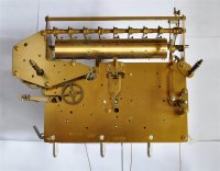 rear view of 1980 Urgos 9 tubular bell grandfather clock mechanism
