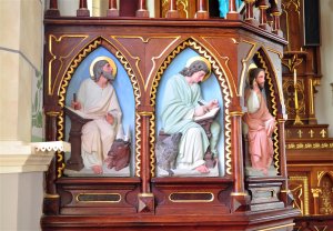 pulpit in Nativity of St. Mary Catholic Church in High Hill