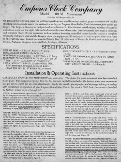 Emperor clock operating instructions
