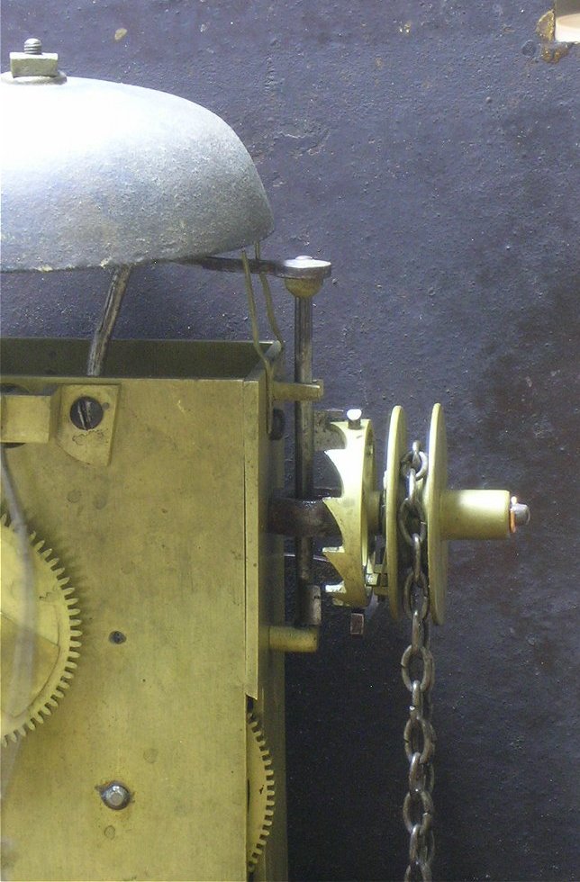 English grandfather clock with alarm mechanism from 1790s