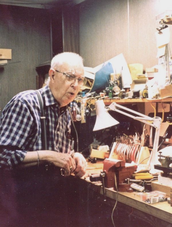 Cecil Mulholland working on a clock
