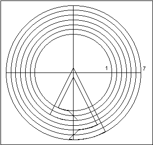 Drawing of a pin wheel escapement based upon a circle