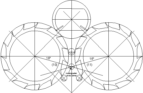 drawing showing the axis of rotation for the locking pallets
