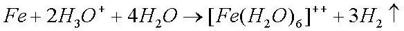 the formation of a positively charge iron ion