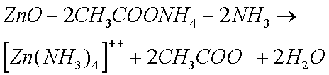 formation of zinc complex ion with ammonia: tetraamine zinc