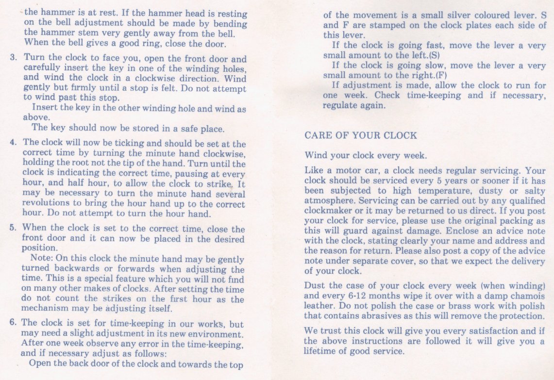 Elliott clock bell strike instructions