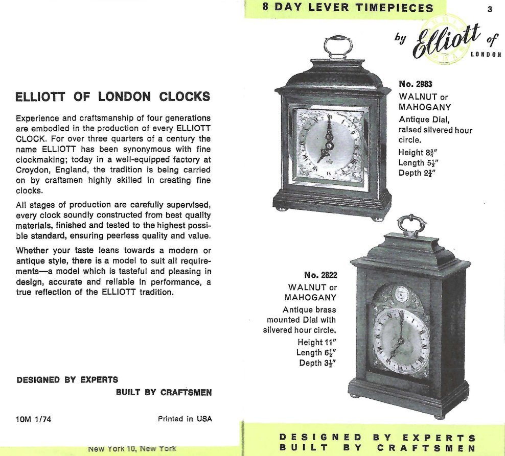Elliott clocks 2983 and 2822