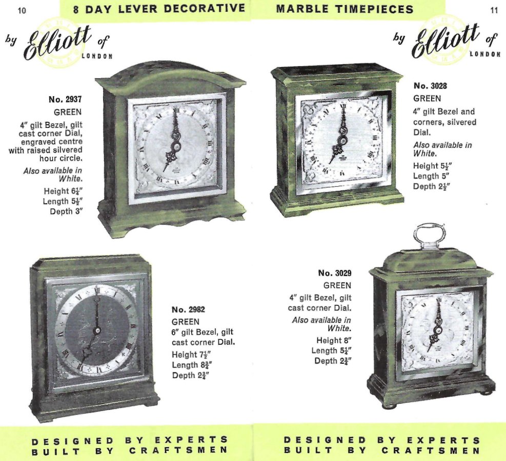 Elliott clocks 2937 3028 2982 3029