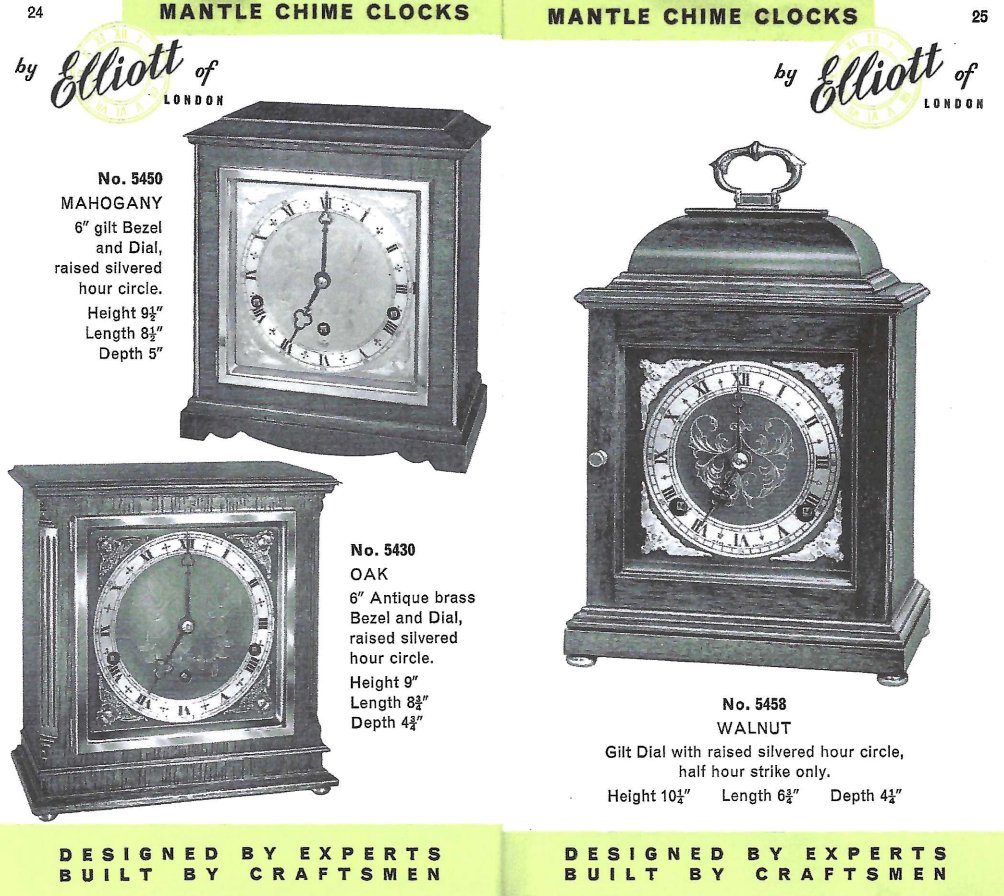 Elliott clocks 5450 5430 5458