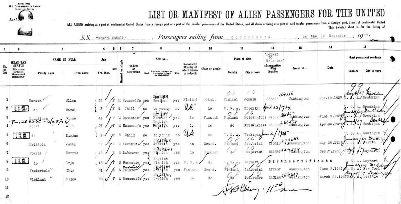 ship passenger list
